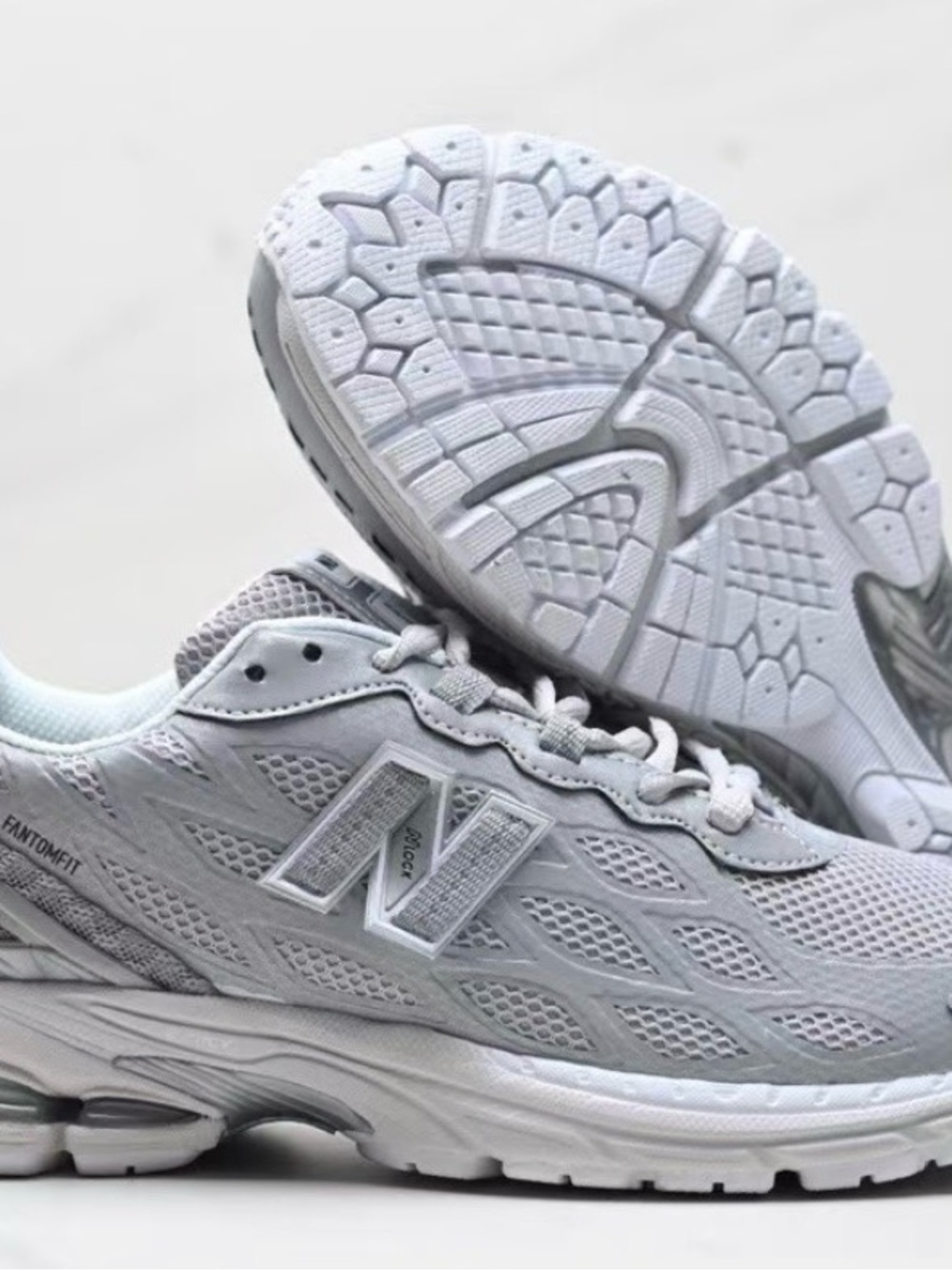 New Balance Light Gray Mesh Athletic Sneakers